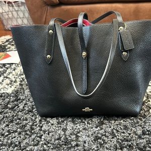 Coach black leather tote 37756